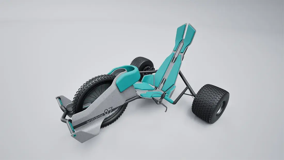 Prototype Antidote, tricycle de montagne gravitaire conçu par Matic Čič et Vid Lebič