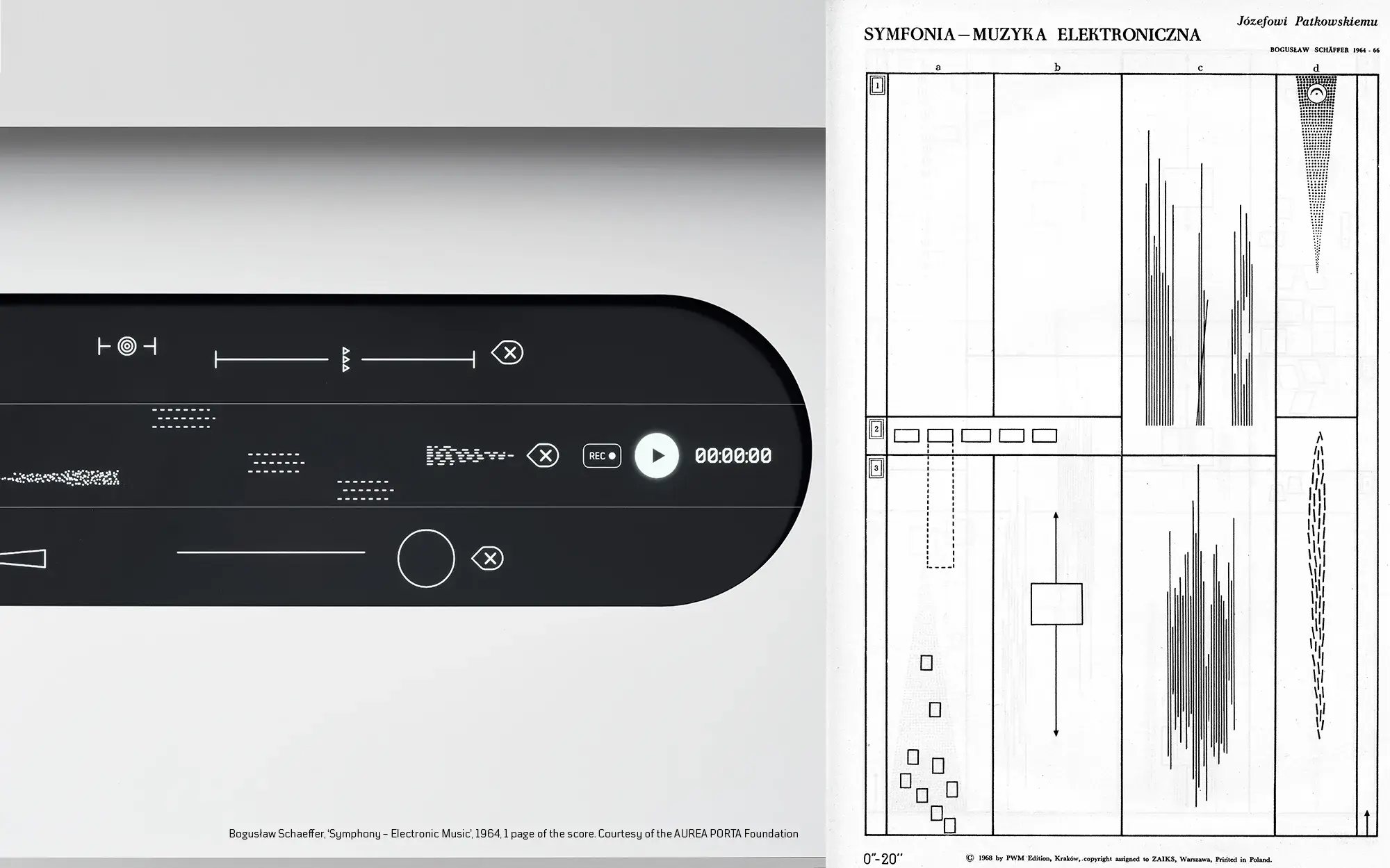 Graphic score printed by APPARATUM as a vertical strip of symbols
