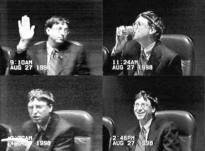 Bill Gates during his videotaped deposition in United States v. Microsoft in 1998