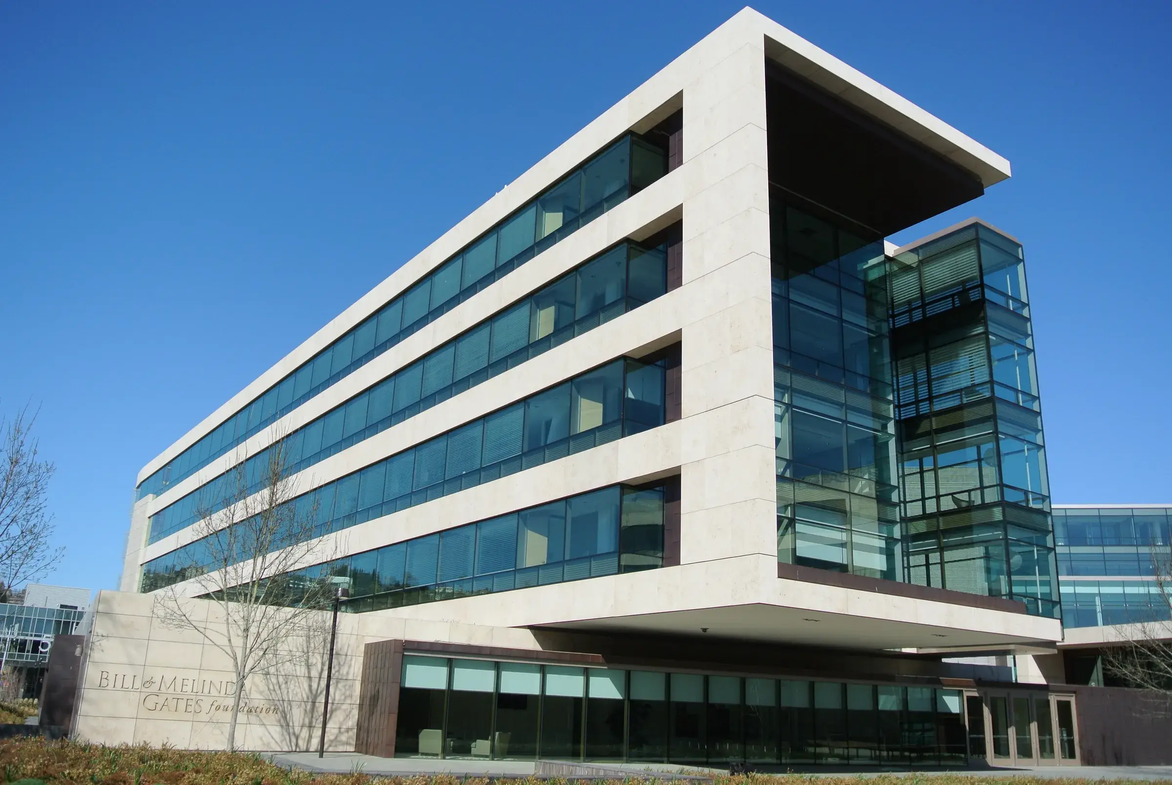 Front of the Gates Foundation headquarters in Seattle