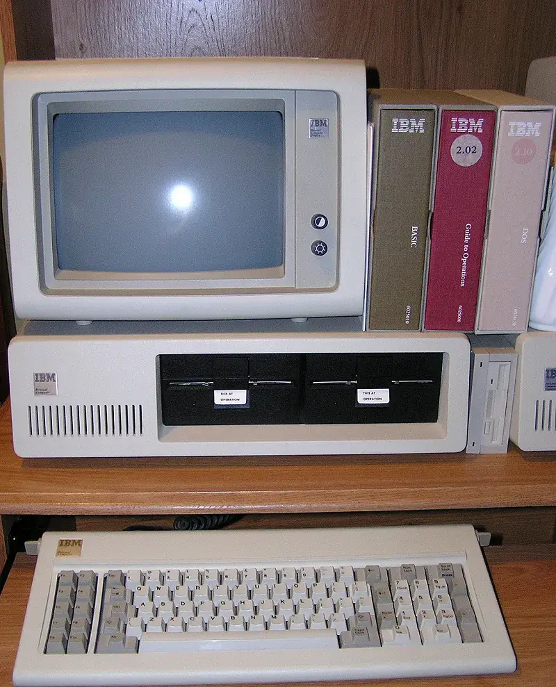 IBM PC 5150 personal computer with monochrome display and keyboard