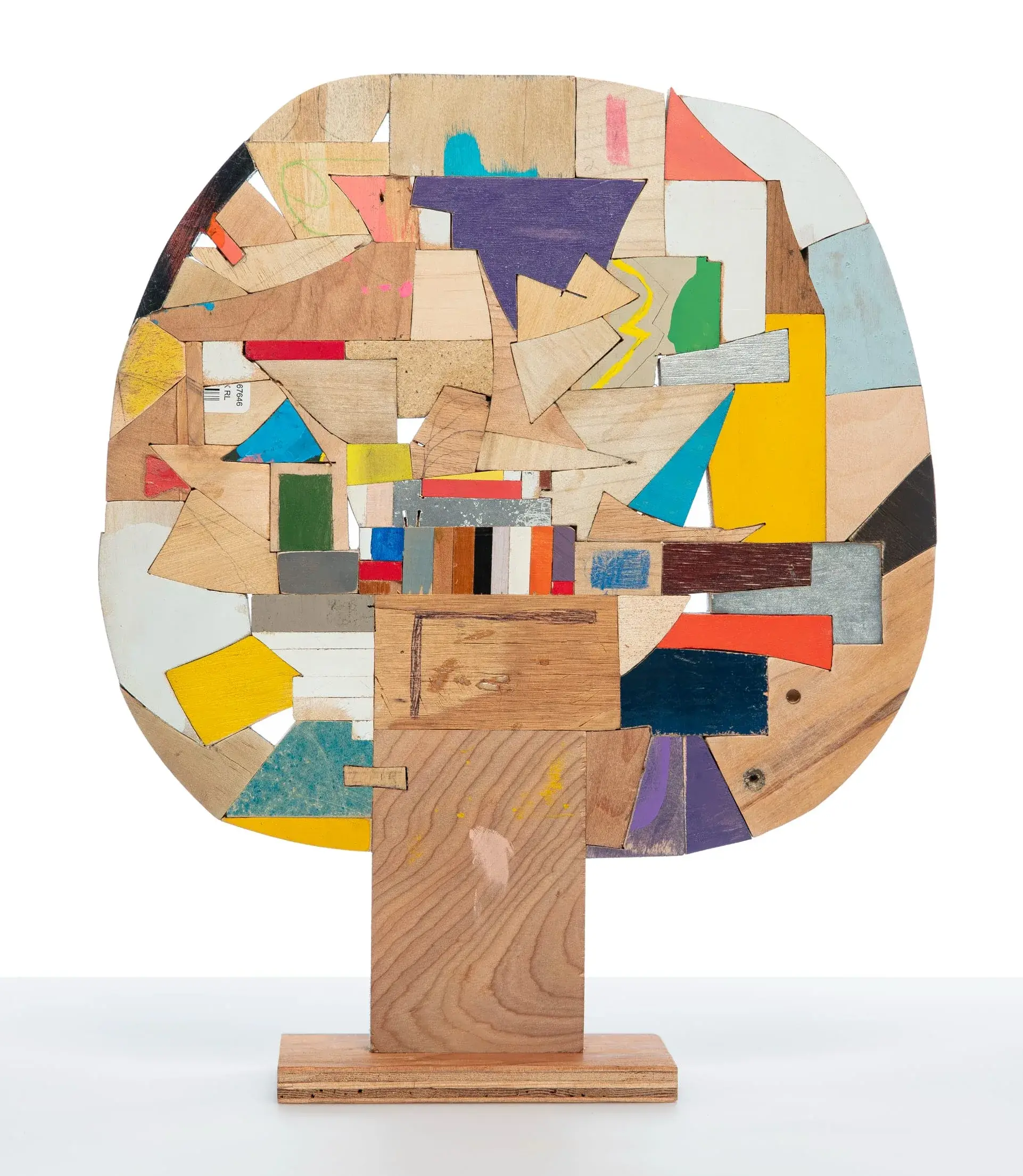 Petite sculpture abstraite de Damien Hoar de Galvan assemblée à partir de morceaux peints