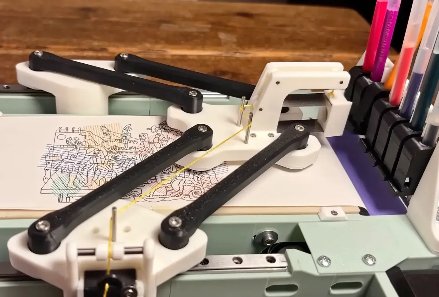 András Vujovits's delta pen plotter with automatic pen changer