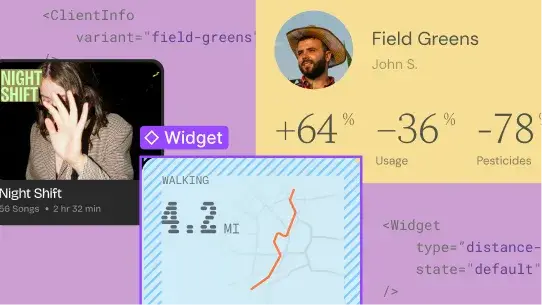 Figma interface showing code-backed screens returning to the design canvas