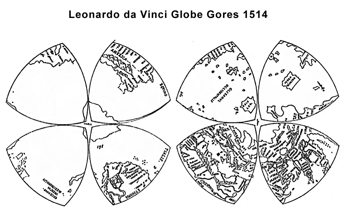 Découpage historique de la Terre en fuseaux destinés à être assemblés en globe
