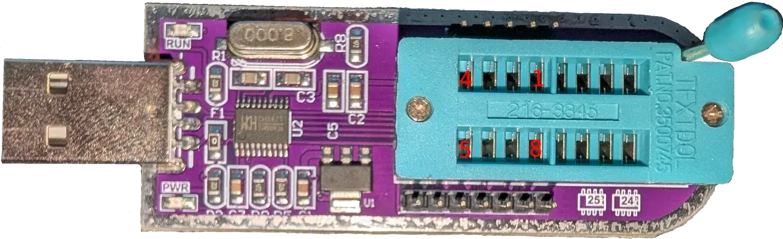 Brochage SPI du programmateur CH347 utilisé pour la récupération