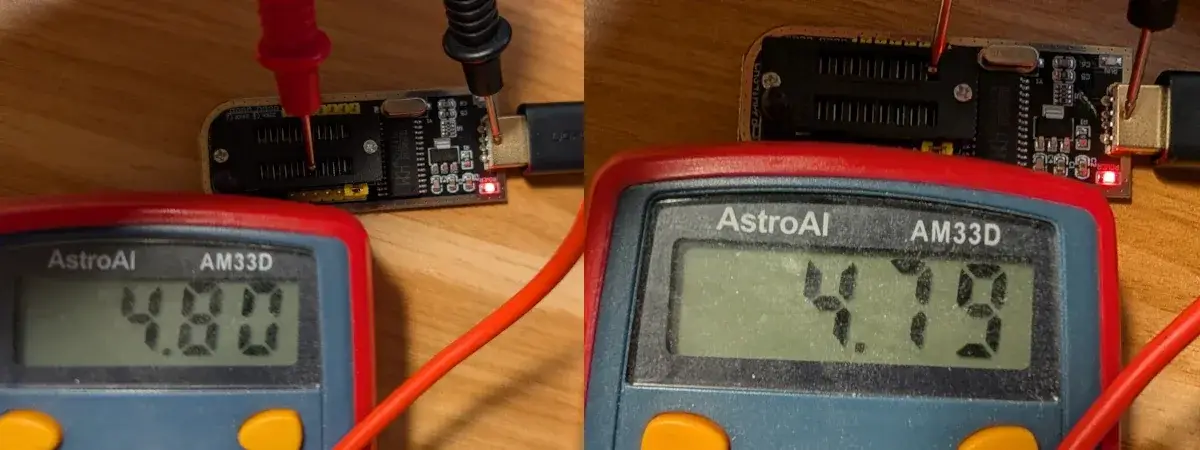 Mesure de tension sur un programmateur de flash CH341A
