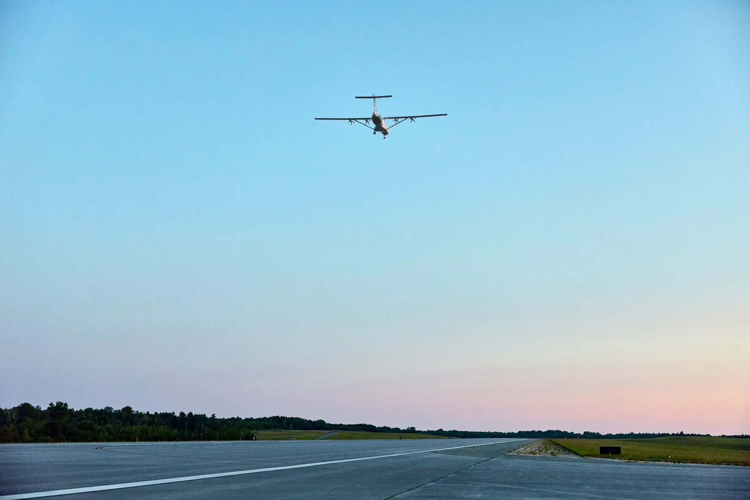 Heart X1 flying above the runway at Plattsburgh during its first flight