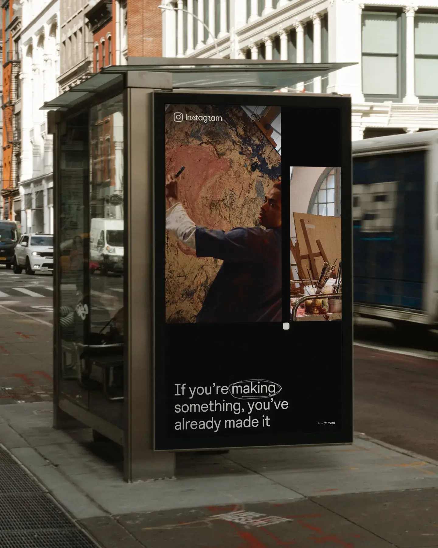 Instagram’s refreshed identity on an outdoor advertising placement