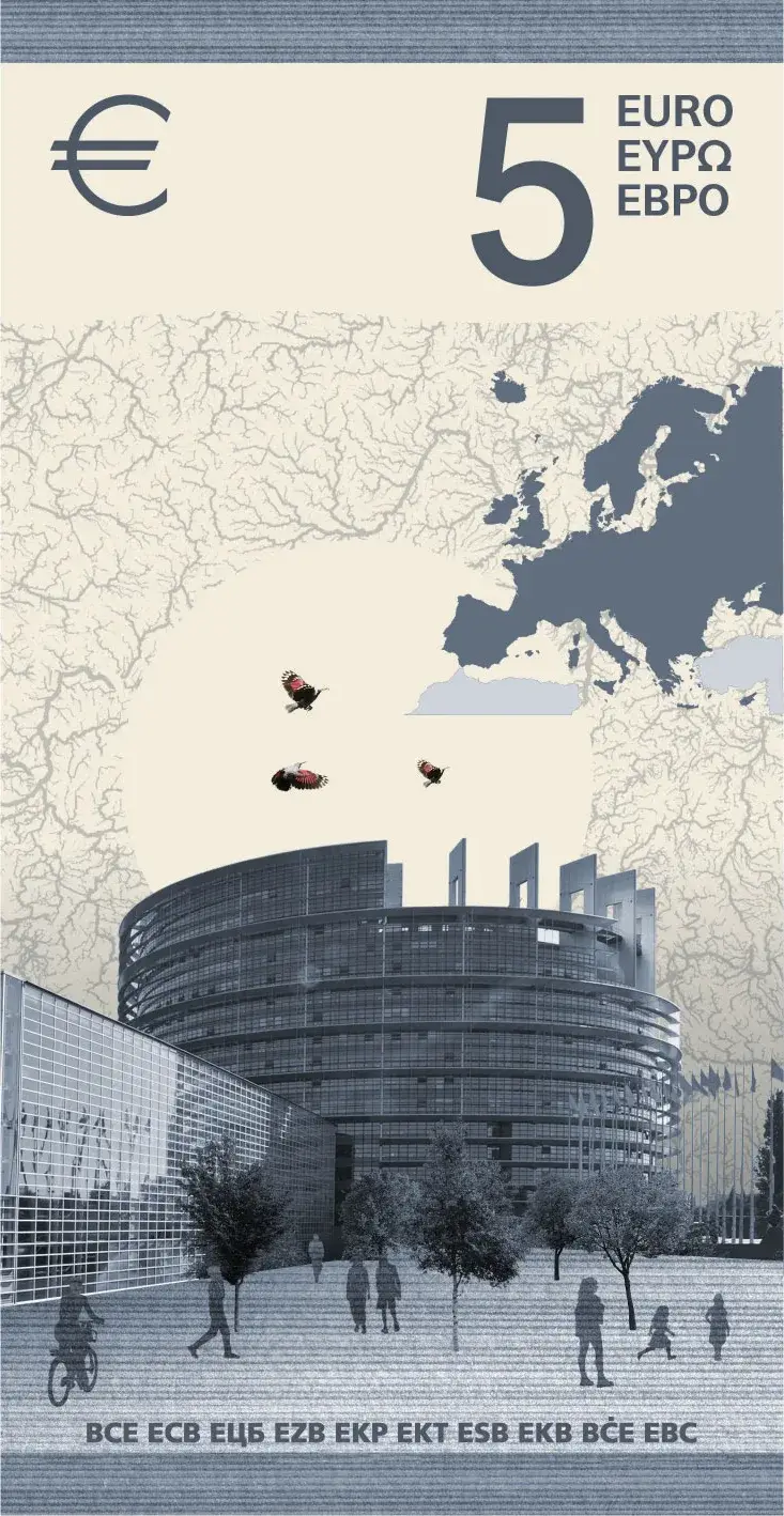 Reverse of the proposed 5 euro banknote from Isabelle Daëron’s Design I