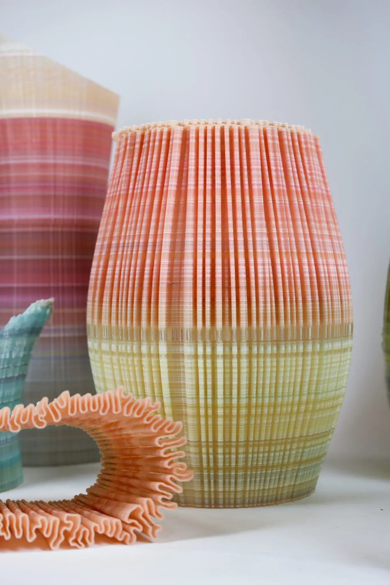 A large translucent recycled-plastic form from the Ninefold installation