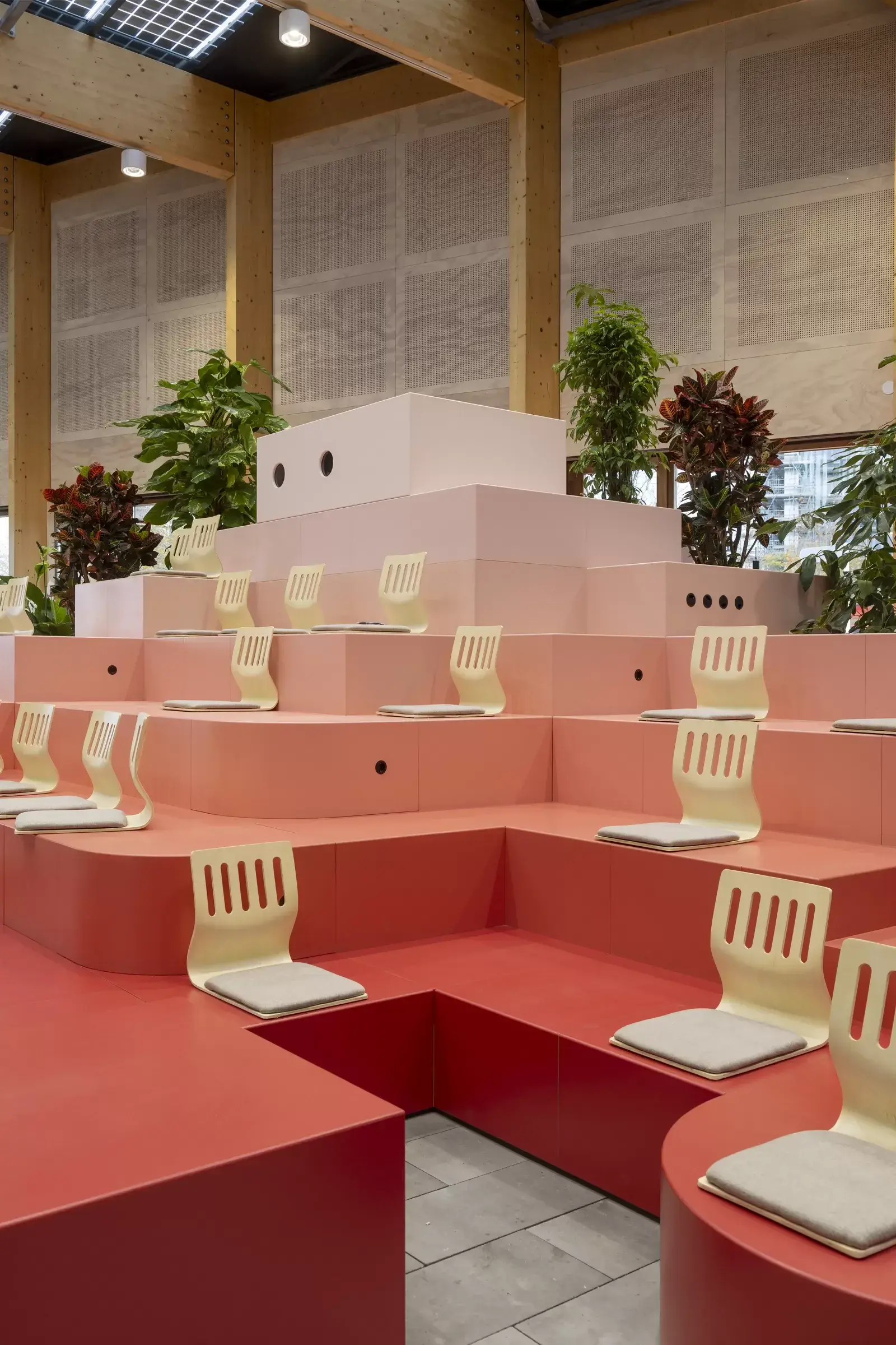 Large stepped learning hill in the centre of OBA Next Lab