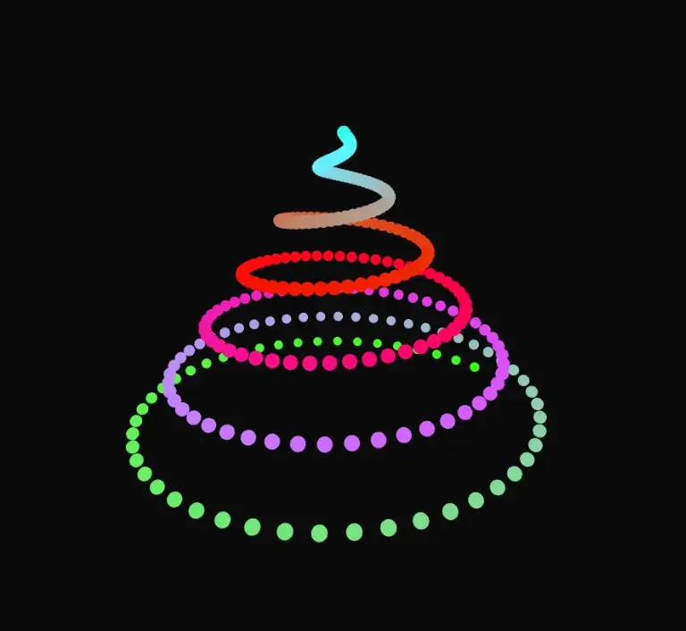 Exemple visuel associé à la nouvelle API d’instancing p5.strands