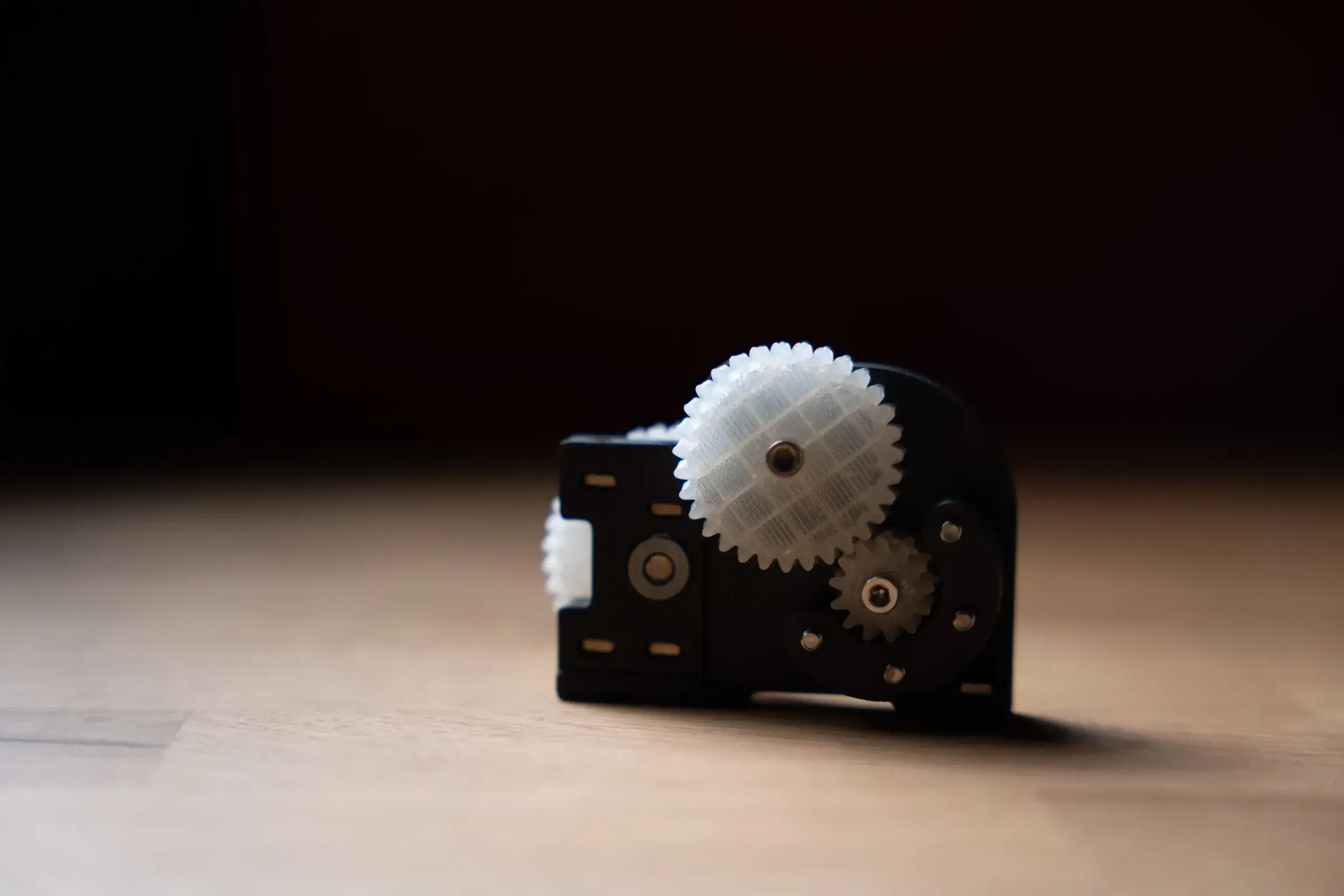 3D printed reduction gears assembled on a mechanism