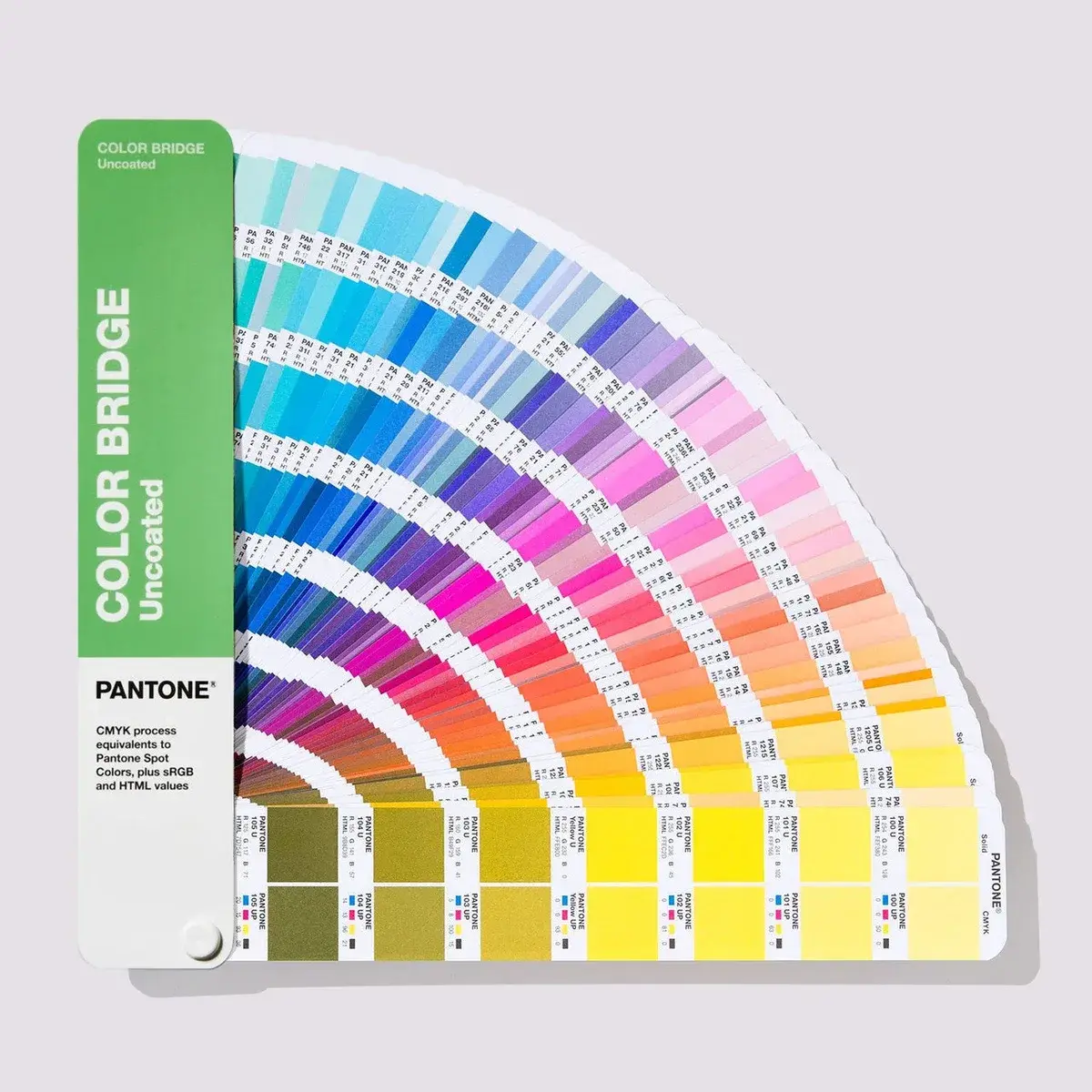Nuancier physique Pantone Color Bridge ouvert en éventail