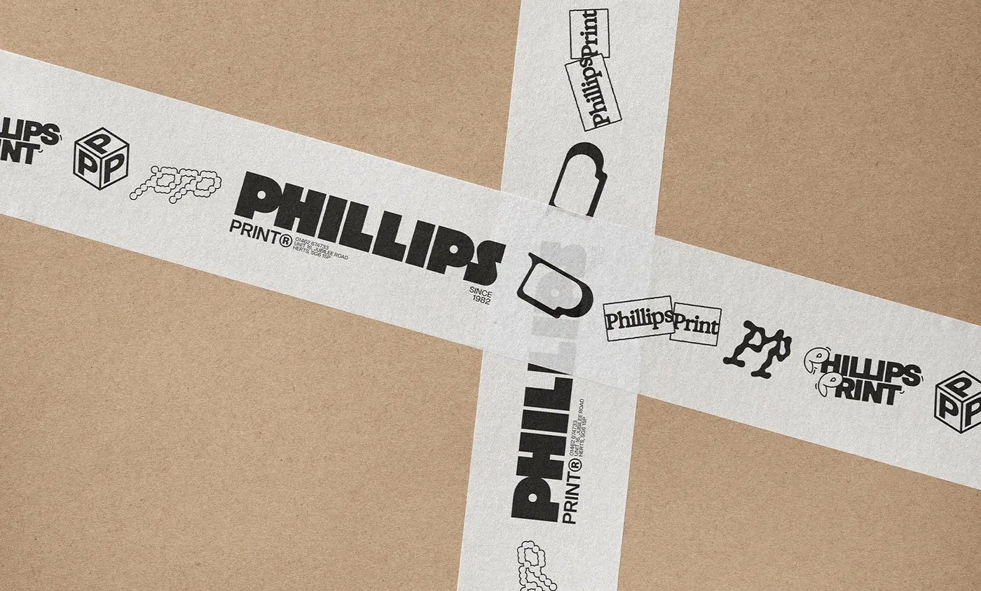 Variations of the Phillips Print identity designed by Laura Clink