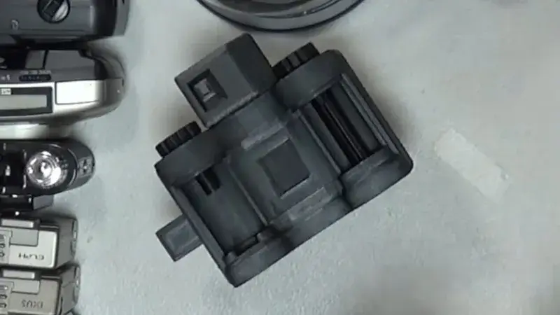 Close view of Camera Things' 3D-printed shutter mechanism