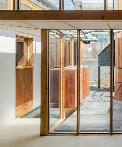 Saekdong House in Seoul, combining the existing building with timber reinforcement and new openings
