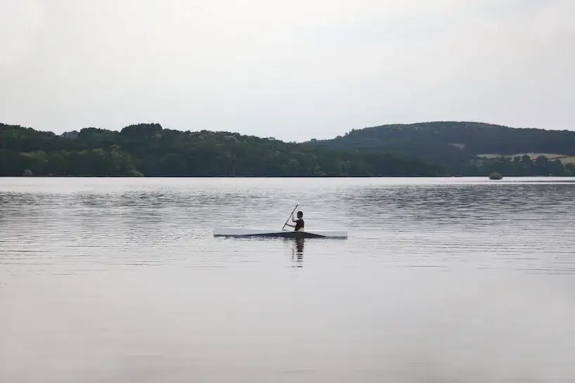 Detail of the Sharp kayak's folded double-wall aluminum hull