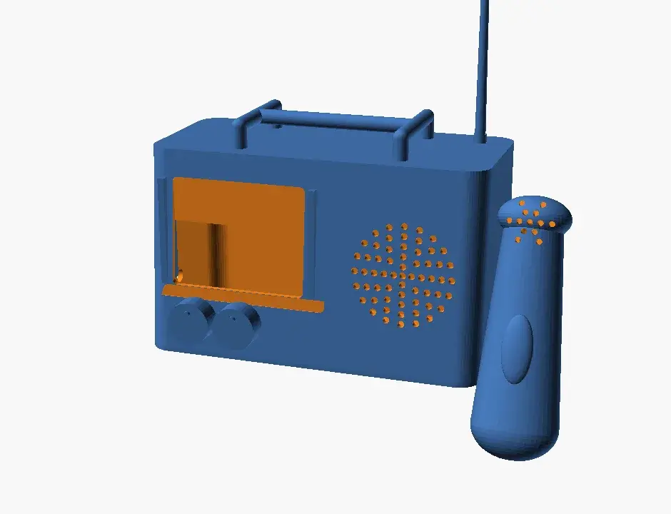 Modèle 3D du boîtier jaune et noir de l’interphone Sidebar
