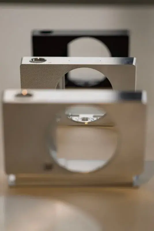 Three aluminum Sigma BF camera bodies lined up side by side