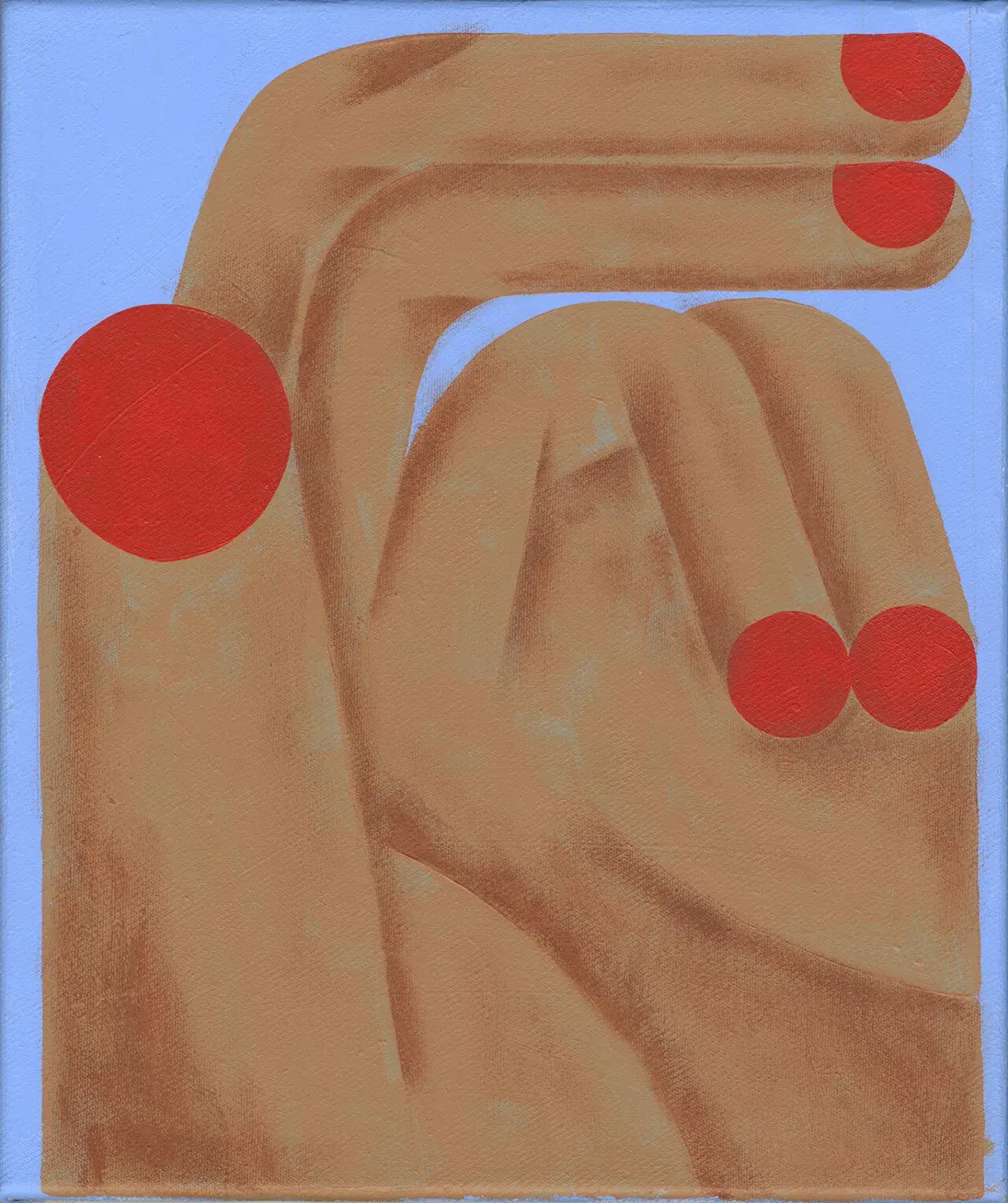 Peinture de la série Rock Paper Scissors de Stefhany Y Lozano montrant une main cadrée de très près