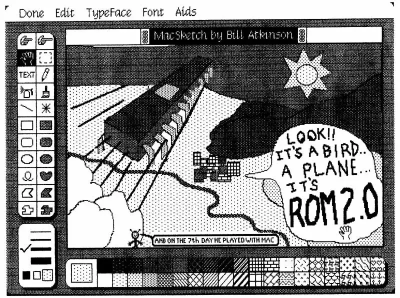 Early MacPaint screen during Macintosh development