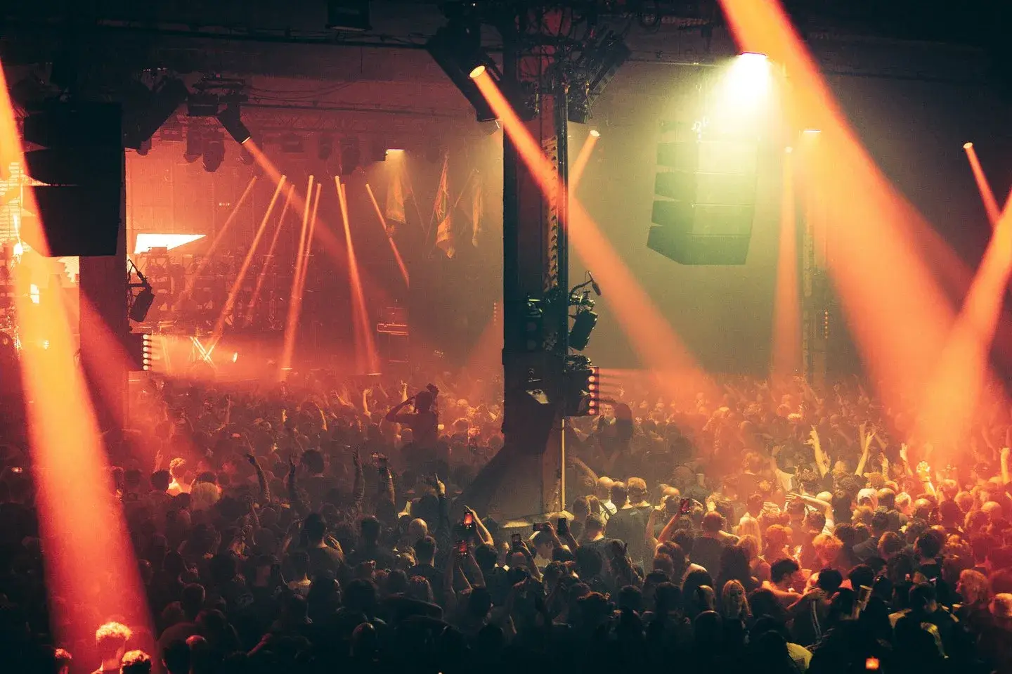 Warehouse Project photograph by Harriet Bols, shot from within the club crowd