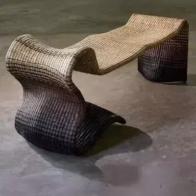 Curved woven furniture designed by The Wicker Story