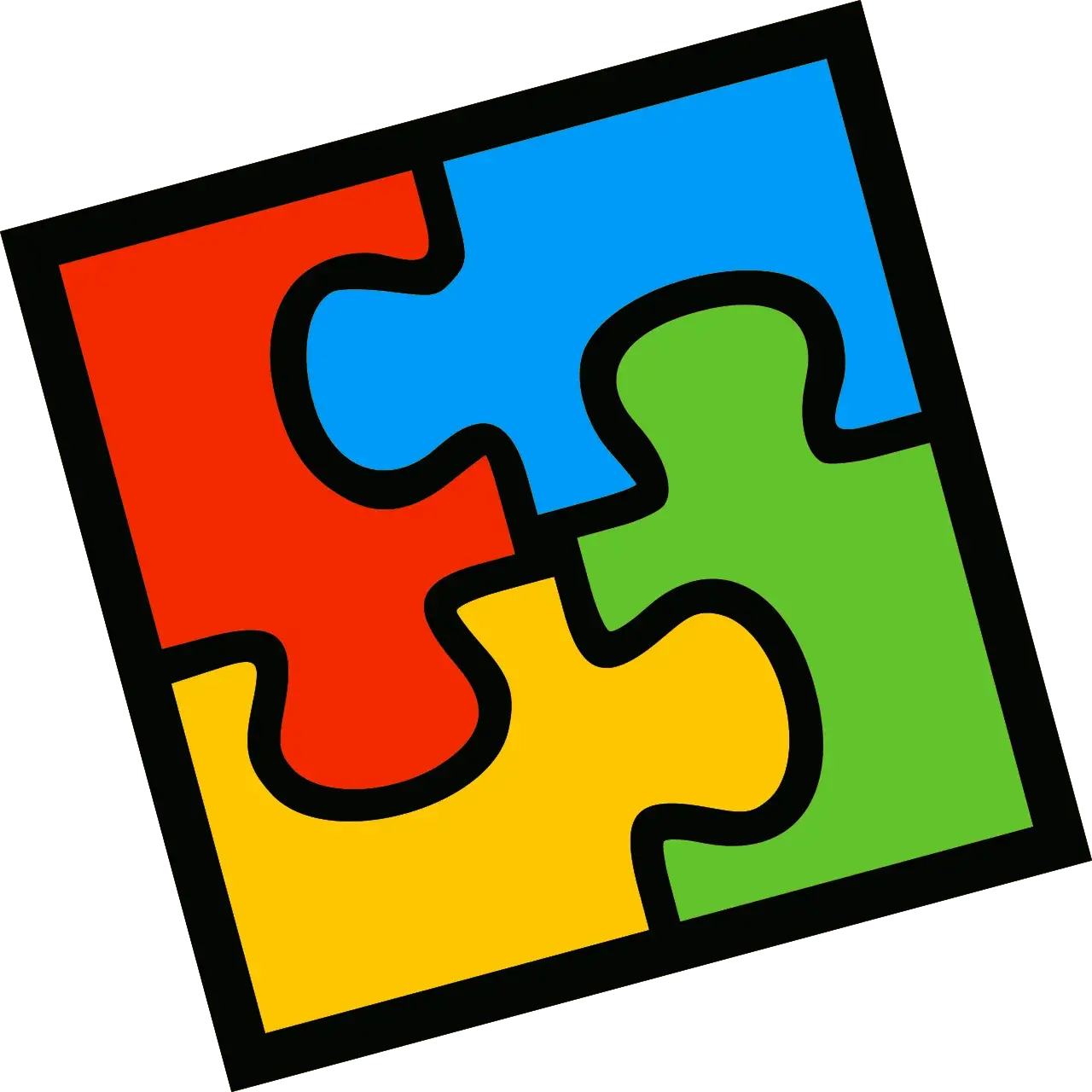 Historical Microsoft Office 95 and 97 logo made from four colored puzzle pieces
